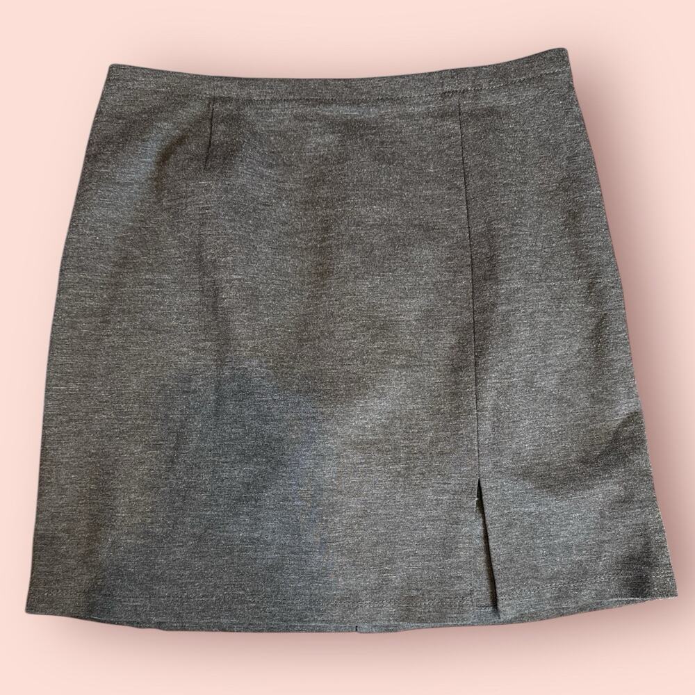 Vtg y2k Express Women's Mini Skirt Small Gray A Line Side Slit Office Grunge